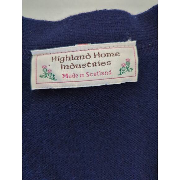 VTG Highland Home Industries Lambswool Navy Blue 6 Button Cardigan Women Size L - Picture 2 of 8
